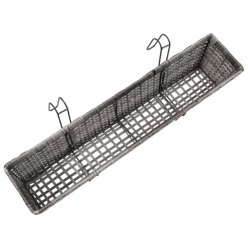 2x Balcony Raised Garden Baskets Beds Rattan Herbs Flower Box Pots Planter 80cm - Image 7