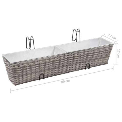 2x Balcony Raised Garden Baskets Beds Rattan Herbs Flower Box Pots Planter 80cm - Image 8