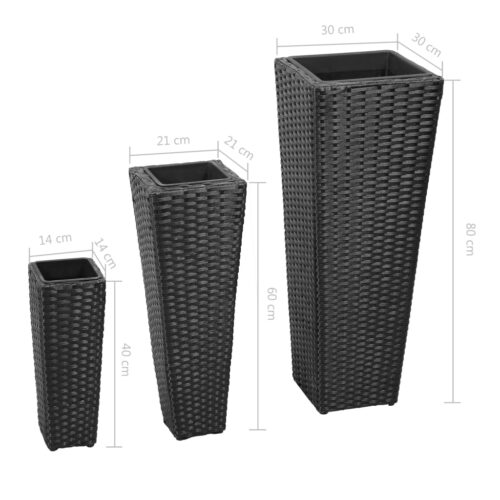 3 Rattan Flower Raised Beds Black - Image 8