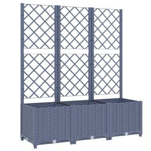 Garden Planter with Trellis Dark Grey 120x40x136cm PP