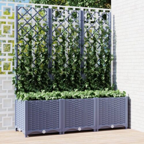 Garden Planter with Trellis Dark Grey 120x40x136cm PP - Image 2