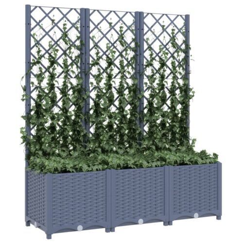 Garden Planter with Trellis Dark Grey 120x40x136cm PP - Image 3