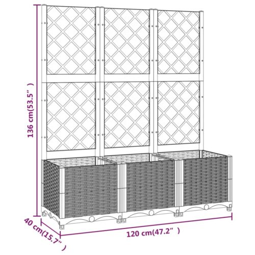 Garden Planter with Trellis Dark Grey 120x40x136cm PP - Image 8