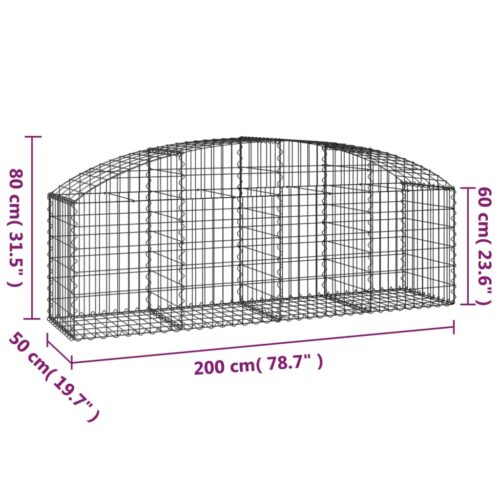 Arched Gabion Basket 200x50x60/80cm Galvanised Iron - Image 5