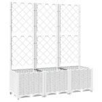Garden Planter with Trellis White 120x40x136cm PP