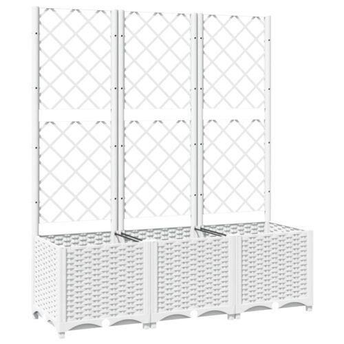 Garden Planter with Trellis White 120x40x136cm PP