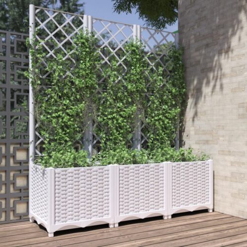 Garden Planter with Trellis White 120x40x136cm PP - Image 2