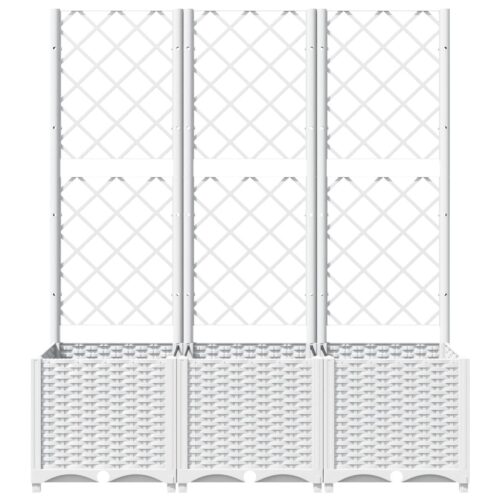 Garden Planter with Trellis White 120x40x136cm PP - Image 4