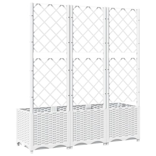 Garden Planter with Trellis White 120x40x136cm PP - Image 6
