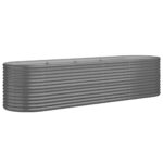 Garden Raised Bed Powder-Coated Steel 296x80x68cm Grey
