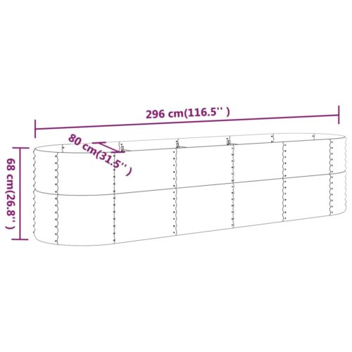 Garden Raised Bed Powder-Coated Steel 296x80x68cm Grey - Image 6