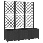 Garden Planter with Trellis Black 120x40x136cm PP