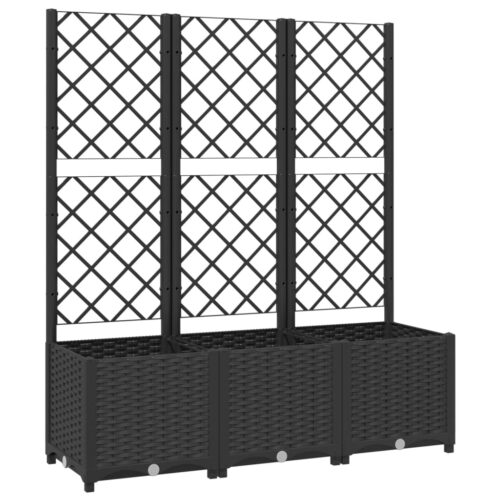 Garden Planter with Trellis Black 120x40x136cm PP