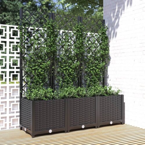 Garden Planter with Trellis Black 120x40x136cm PP - Image 2