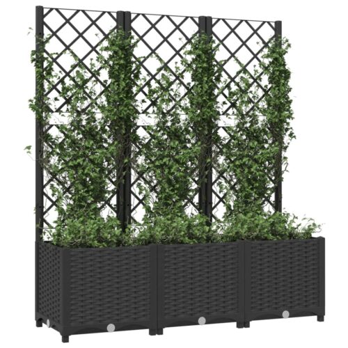 Garden Planter with Trellis Black 120x40x136cm PP - Image 3