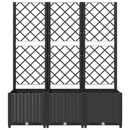 Garden Planter with Trellis Black 120x40x136cm PP - Image 4