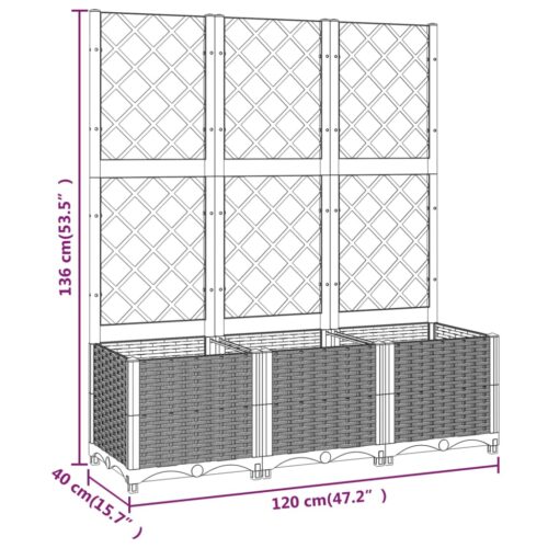 Garden Planter with Trellis Black 120x40x136cm PP - Image 8