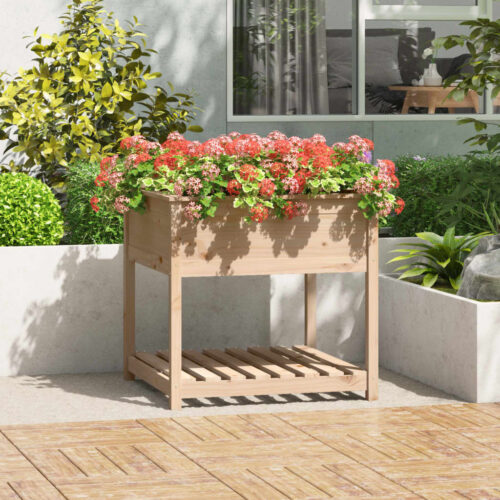 Planter with Shelf 82.5x82.5x81cm Solid Wood Pine - Image 2