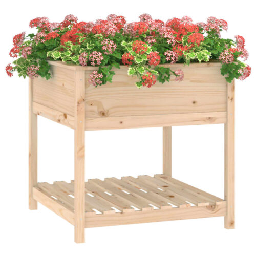 Planter with Shelf 82.5x82.5x81cm Solid Wood Pine - Image 4