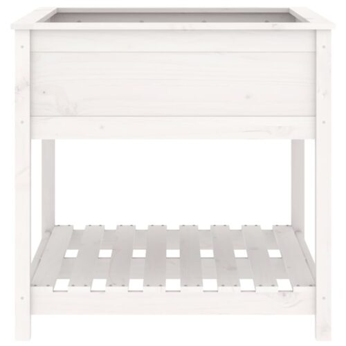 Planter with Shelf White 82.5x82.5x81cm Solid Wood Pine - Image 5