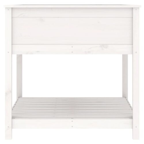 Planter with Shelf White 82.5x82.5x81cm Solid Wood Pine - Image 6