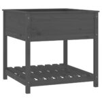 Planter with Shelf Grey 82.5x82.5x81cm Solid Wood Pine
