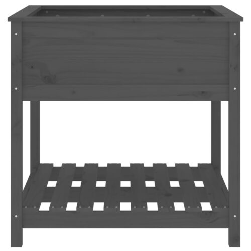 Planter with Shelf Grey 82.5x82.5x81cm Solid Wood Pine - Image 5