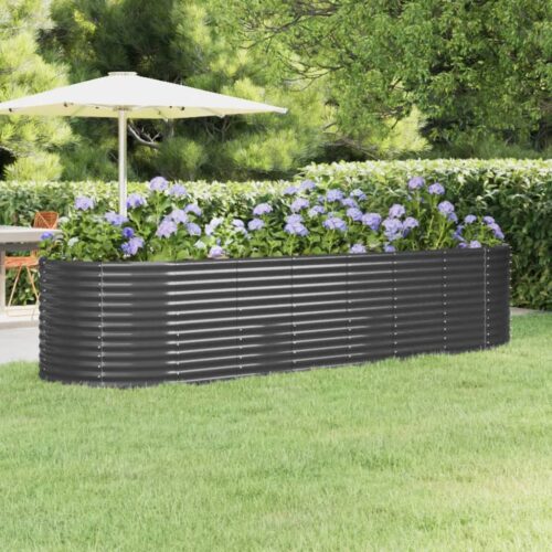 Garden Raised Bed Powder-coated Steel 322x100x68cm Anthracite - Image 2