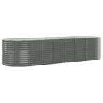 Garden Raised Bed Powder-Coated Steel 322x100x68cm Grey