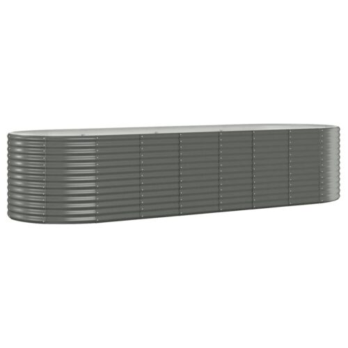Garden Raised Bed Powder-Coated Steel 322x100x68cm Grey