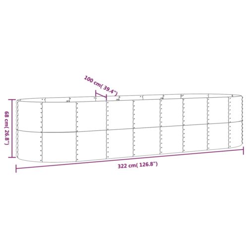 Garden Raised Bed Powder-Coated Steel 322x100x68cm Grey - Image 6