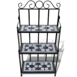 Plant Stand Plant Display Black White Mosaic Pattern