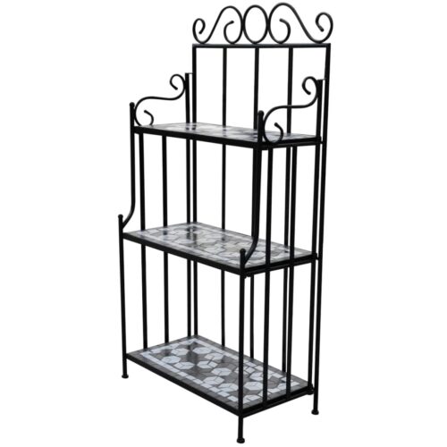 Plant Stand Plant Display Black White Mosaic Pattern - Image 2