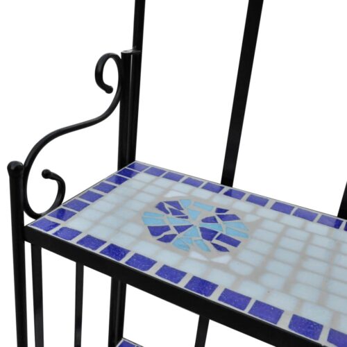 Plant Stand Plant Display Blue White Mosaic Pattern - Image 3