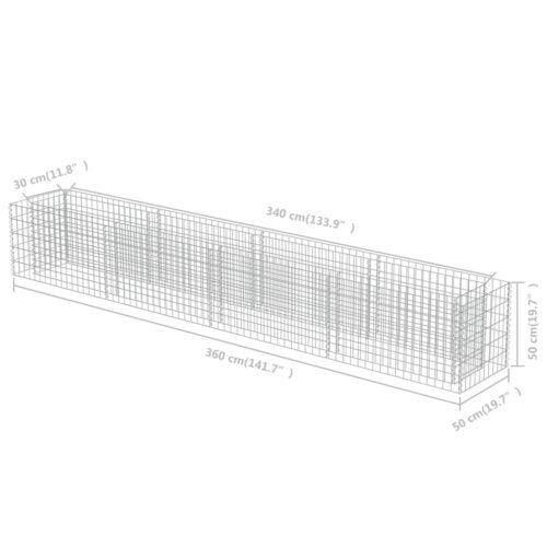 Gabion Raised Bed Galvanised Steel 360x50x50cm - Image 8