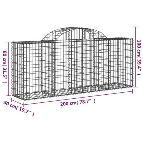 Arched Gabion Basket 200x50x80/100cm Galvanised Iron - Image 5
