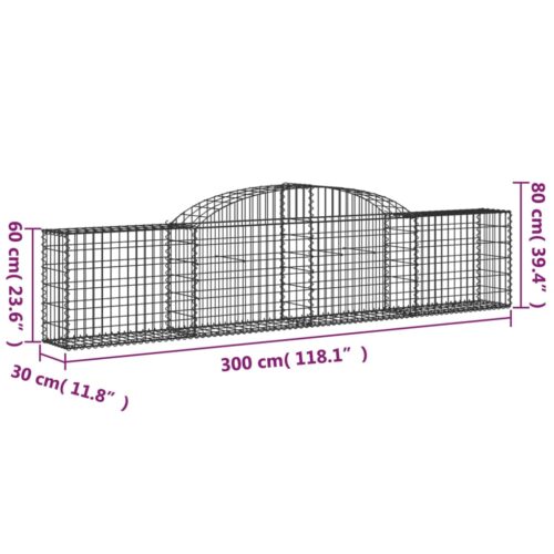 Arched Gabion Basket 300x30x60/80cm Galvanised Iron - Image 5
