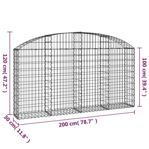 Arched Gabion Basket 200x30x100/120cm Galvanised Iron - Image 5