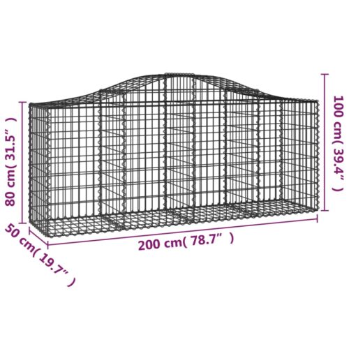 Arched Gabion Basket 200x50x80/100cm Galvanised Iron - Image 5