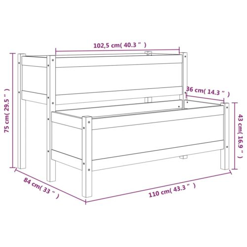 Planter 110x84x75cm Solid Wood Pine - Image 9