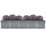 Garden Raised Bed Galvanised Steel 400x80x77cm Grey