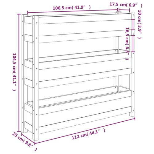 Planter 112x25x104.5cm Solid Wood Pine - Image 9