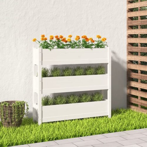 Planter White 112x25x104.5cm Solid Wood Pine - Image 2