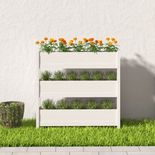 Planter White 112x25x104.5cm Solid Wood Pine - Image 3
