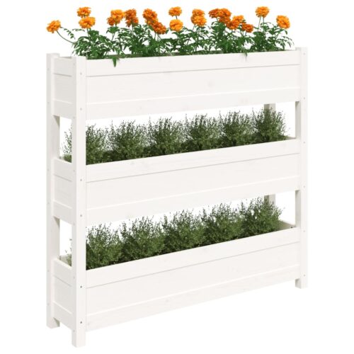 Planter White 112x25x104.5cm Solid Wood Pine - Image 4