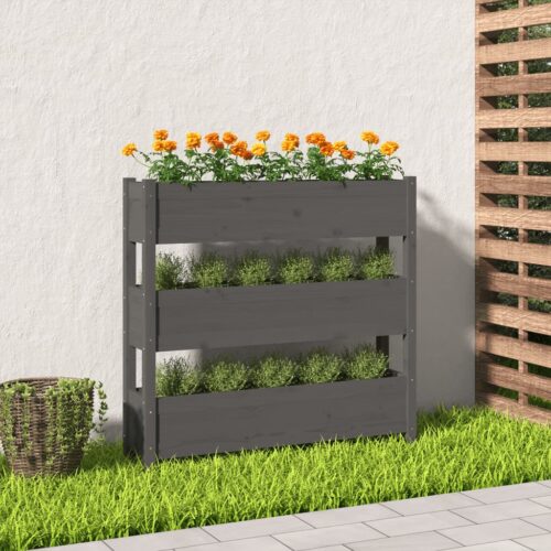 Planter Grey 112x25x104.5cm Solid Wood Pine - Image 2