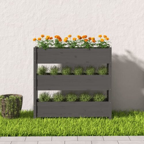 Planter Grey 112x25x104.5cm Solid Wood Pine - Image 3
