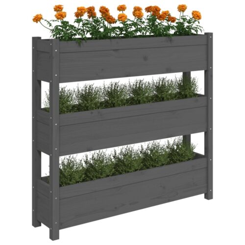 Planter Grey 112x25x104.5cm Solid Wood Pine - Image 4