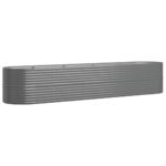Garden Raised Bed Powder-Coated Steel 368x80x68cm Grey
