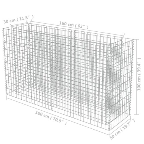 Gabion Raised Bed Galvanised Steel 180x50x100cm - Image 8